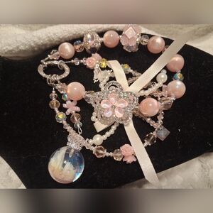 Handmade Pink & Silver Keychain/Phone Charm